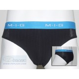  กางเกงในชาย M-I-G (เอ็มไอจี) บรีฟส์สีดำ ขอบยางยืดสีฟ้า M-I-G HALF BRIEF BLUE  เนื้อผ้า 93% Cotton ,7% Lycra 