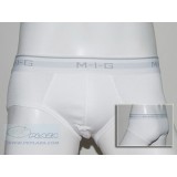 กางเกงในชาย M-I-G (เอ็มไอจี) บรีฟส์สีขาว ขอบยางยืดสีขาว M-I-G HALF BRIEF P/2. 95% Cotton ,5% Lycra 