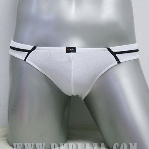 กางเกงในชาย Bikini สีขาว สวมใส่แล้วกระชับตัว รัดตัว สบายตัว และดูเซ็กซี่อีกแบบ เนื้อผ้า Spandex 100% :A076