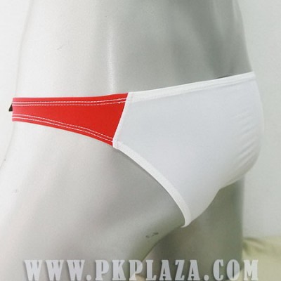 กางเกงในชาย Bikini สีขาว ตัดด้วยสีแดง Sport เนื้อผ้า 95% Spandex COTTON 5% เนื้อผ้ายืดใส่สบายจาก :MB-811