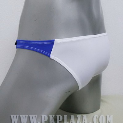 กางเกงในชาย Bikini สีขาว ตัดด้วยสีฟ้า Sport เนื้อผ้า 95% Spandex COTTON 5% เนื้อผ้ายืดใส่สบายจาก :MB-816