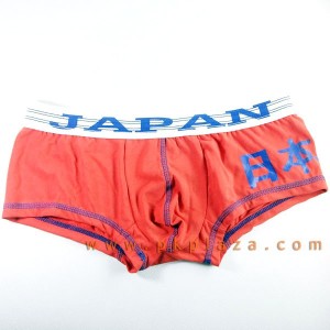 บ๊อกเซอร์ Boxerสีส้ม ขอบเอว มีอักษร JAPAN ทางด้านซ้ายมีตัวอักษรจีนสีฟ้า ที่โดดเด่น เนื้อผ้า 95% COTTON 5% :2-9688-OR