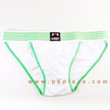  กางเกงในชาย Bikini สีขาวตัดขอบเอวสีเขียว เนื้อผ้า 95% Spandex ,COTTON 5% เนื้อผ้ายืดใส่สบายจาก M-Body รุ่นนี้ขายดีที่เดอะมอล์ลงามครับ 
