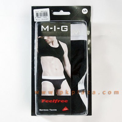 กางเกงในชาย M-I-G รุ่น HB-Feelfree ขอบสีขาว ผ้าพื้นสีดำ 1 ตัว The Real Comfort ใส่สบาย เนื้อผ้าใยไผ่ Bamboo :MIG-HB-Feelfree-BK