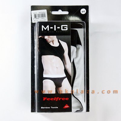 กางเกงในชาย M-I-G รุ่น HB-Feelfree ขอบสีดำ ผ้าพื้นสีขาว 1 ตัว The Real Comfort ใส่สบาย เนื้อผ้าใยไผ่ Bamboo :MIG-HB-Feelfree-WH