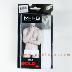 กางเกงในชาย M-I-G รุ่น Boxer Bold ขอบสีเทา ผ้าพื้นสีขาว 1 ตัว The Real Comfort ใส่สบาย Low Rise Trunk 93% :MIG-Boxer-Bold-WH