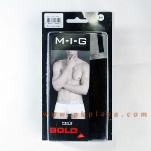 กางเกงในชาย M-I-G รุ่น Boxer Bold ขอบสีเทา ผ้าพื้นสีดำ 1 ตัว The Real Comfort ใส่สบาย Low Rise Trunk 93% :MIG-Boxer-Bold-BK