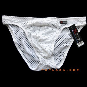 กางเกงในชาย X-Rock สีขาว ผ้าสเปนเดกซ์ใส่สบาย รุ่นรูกว้าง มีรูระบายใหญ่ :A019