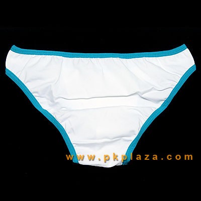 กางเกงในชาย M-Body Bikini ผ้าสีขาว ขอบสีฟ้า ผ้า Spandax นิ่มยืด ใส่สบายจาก :MB-869