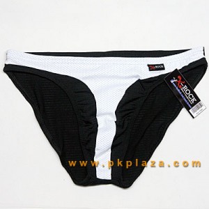 Bikini ผ้านิ่ม มีรูระบาย จาก X-Rock รุ่น Black and White พื้นสีดำ ลายสีขาว ผ้า Spandex ตาข่าย :A115