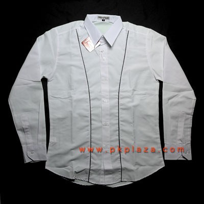 เสื้อ Shirt Design by Web@Site สีขาว ด้านหน้ามีลวดลายสีดำแนวตรงรุ่นนี้ มีไซส์ M และ L เสื้อเชิรตมีสไตล์จาก :WS-SH-WH