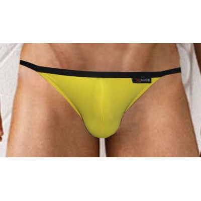 กางเกงในชาย Bikini X-Rock สีเหลืองขอบดำ สไตล์ TANGA :T502