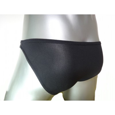 กางเกงในชาย Bikini สไตล์ใหม่ จาก X-Rock พื้นสีดำ แถบข้างขวามีลายเส้น 3 สี เหลือง :A132