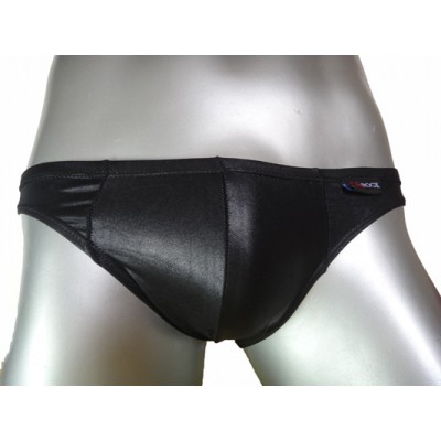 กางเกงในชาย Bikini Sexy สไตล์ใหม่ จาก X-Rock ผ้าหนังมันเงา พื้นสีดำสวมใส่แล้วกระชับตัว ใส่สบาย และเซ็กซี่ :A034