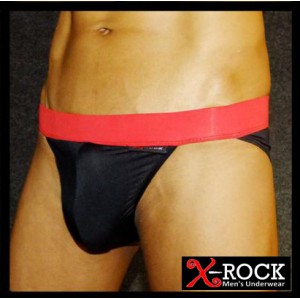 กางเกงในชาย X-Rock สไตล์แทงก้า เปิดหน้าขาเว้าสูง ด้านหลังเต็มก้นแถบเอวเป็นสายอีลาสติกขอบใหญ่ สีแดง :T605