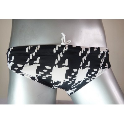 กางเกงว่ายน้ำ พิมพ์ลาย สีขาวสลับดำ เนื้อผ้านิ่ม :MB-912