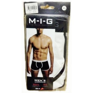BOXER จาก M-I-G เอ็มไอจี รุ่น U-Boxer สไตล์ Sport สีขาว ตัดขอบสีดำ เนื้อผ้า Cotton 93% ผสม :MIG-U-BOXER-WH