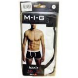  BOXER จาก M-I-G เอ็มไอจี รุ่น U-Boxer สไตล์ Sport สีขาว ตัดขอบสีดำ  เนื้อผ้า Cotton 93% ผสม Lycra 7% เย็บเข้ารูป ใส่สบาย 1 กล่อง...