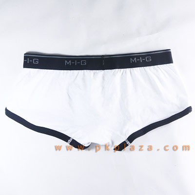 BOXER จาก M-I-G เอ็มไอจี รุ่น U-Boxer สไตล์ Sport สีขาว ตัดขอบสีดำ เนื้อผ้า Cotton 93% ผสม :MIG-U-BOXER-WH