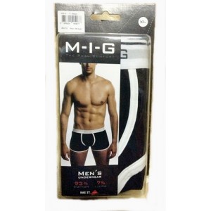 BOXER จาก M-I-G เอ็มไอจี รุ่น U-Boxer สไตล์ Sport สีดำ ตัดขอบสีขาว เนื้อผ้า Cotton 93% ผสม :MIG-U-BOXER-BK