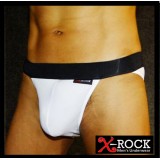  กางเกงในชาย X-Rock สไตล์แทงก้า สีขาว เปิดหน้าขาเว้าสูง ด้านหลังเต็มก้น แถบเอวเป็นสายอีลาสติก สีดำ ผ้าใยสังเคราะห์ นุ่มๆ ใส่สบายมาก สาวก...