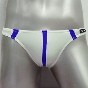 มาตามคำเรียกร้อง Bikini พื้นสีขาว ตัดขอบด้วยสีน้ำเงิน แนว Sport เนื้อผ้า 95% Spandex COTTON 5% :MB-780-BL