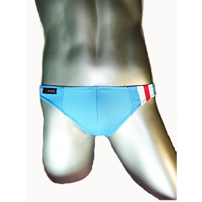 กางเกงในชาย Bikini สไตล์ใหม่ จาก X-Rock พื้นสีฟ้า แถบข้างซ้ายมีลายเส้น 3 แถบ สีขาว ดำ :A088