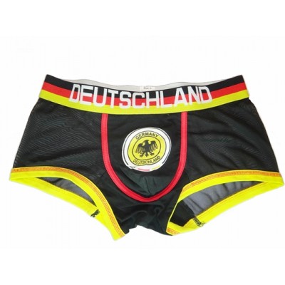 Boxer Short ซีทรู บอลโลก 2014 ทีมชาติเยอรมัน สีดำ ตัดเหลืองแดง เซ๊กซี่ เร้าใจซีทรูด้านหลัง และต้นขาด้านหน้า :Germany