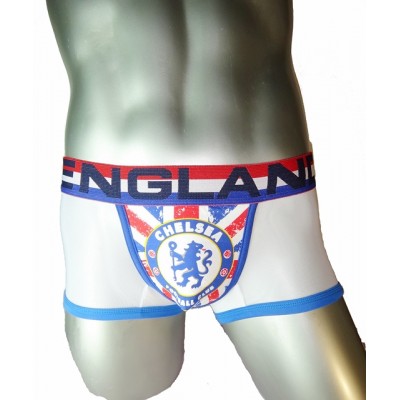 Boxer Short ซีทรู บอลโลก 2014 ทีมชาติอังกฤษ สีขาว ตัดน้ำเงิน แดง เซ๊กซี่ เร้าใจซีทรูด้านหลัง และต้นขาด้านหน้า :ENG-WH