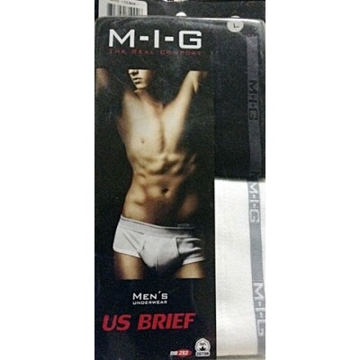 กางเกงในชาย M-I-G เอ็มไอจี ﻿รุ่น US Brief 1 กล่อง มี 2 ตัว ประกอบด้วย สีดำ 1 ตัว และสีขาว 1 ตัว
ผ้านุ่ม :MIG-US-Brief