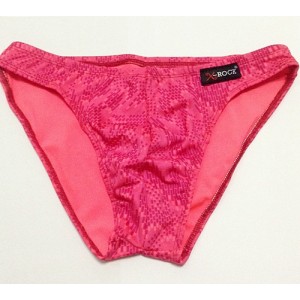 กางเกงในชาย Bikini ผ้า Spandex ยืดนิ่ม สีชมพู Wave form  สวมใส่แล้วกระชับ สบายตัว ดูเซ็กซี่อีกแบบ เนื้อผ้า :A056