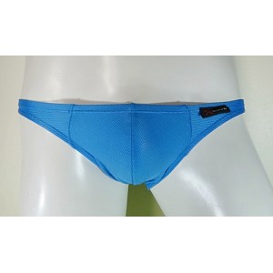 กางเกงในชาย Bikini ผ้า Spandex รูระบาย 360 องศา สีฟ้า  สวมใส่แล้วกระชับ สบายตัว ดูเซ็กซี่อีกแบบ :A205
