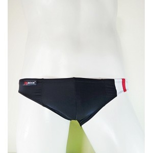 กางเกงในชาย X-Rock สีดำ ผ้ามันลื่น ตัดขอบขาวแดง ด้านข้าง :A090