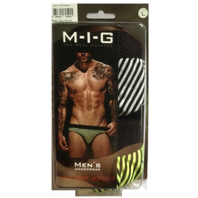 กางเกงในชาย M-I-G เอ็มไอจี รุ่น Halfbrief-Aussie-Gจัดรายการขายเป็นแพค แพคละ 2 ตัว รุ่นนี้ขอบเป็นยางยืดแบรนด์ :MIG-HB-Aussie-G