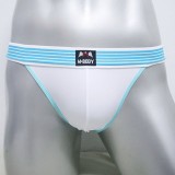  กางเกงในชาย Bikini สีขาวตัดขอบเอวสีฟ้า เนื้อผ้า 95% Spandex ,COTTON 5% เนื้อผ้ายืดใส่สบายจาก M-Body...