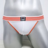  กางเกงในชาย Bikini สีขาว-ตัดขอบเอวสีส้ม เนื้อผ้า 95% Spandex ,COTTON 5% เนื้อผ้ายืดใส่สบายจาก M-Body 