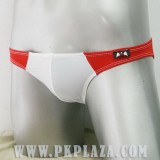 กางเกงในชาย Bikini สีขาว ตัดด้วยสีแดง Sport เนื้อผ้า 95% Spandex ,COTTON 5% เนื้อผ้ายืดใส่สบายจาก M-Body 