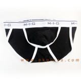  กางเกงในชาย M-I-G  พื้นสีดำ ขอบขาว รุ่นนี้เป็นสไตล์เป้าตุง สวยมาก The Real Comfort 93% Cotton  7% Lycra 