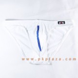  กางเกงในชาย Bikini พื้นขาว มีซิบสีน้ำเงินด้านหน้า เนื้อผ้า 95% Spandex ,COTTON 5% เนื้อผ้ายืดใส่สบายจาก...