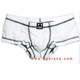  Boxer ผ้า Spandax สีขาว ลายฉลุ เป็นรูระบาย ทั้งด้านหน้าด้านหลัง  
 ตกแต่งด้วยตะเข็บสีดำมีสไตล์...